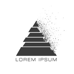 Fototapeta premium Triangle vector logo concept with debris on white background