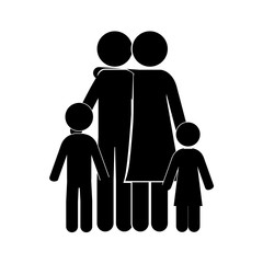 black silhouette of family embracing vector illustration