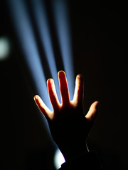 hand gesture in spotlight