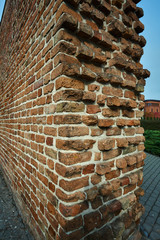 bricks in medieval walls of the city of Poznan.
