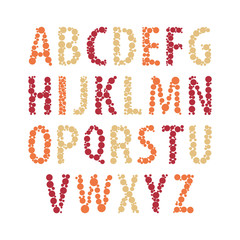 Vector Dotted Alphabet. Rounded font with dots effect letters. Cute abc design. 