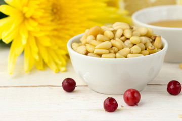 Pine Nuts with Honey and Cowberries
