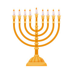 Hanukkah menorah isolated on white background. Hanuka shabbat candles vector illustration