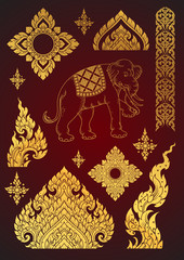 Set of Thai art element, Decorative motifs. Ethnic Art, icon vec - 125365122