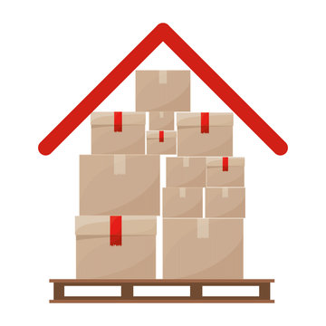 red roof with multiple packages stacked on stowage vector illustration