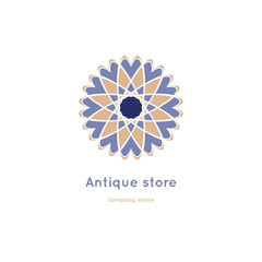 Vector vintage mandala logo. Kaleidoscope flower. Ornamental vector symbol