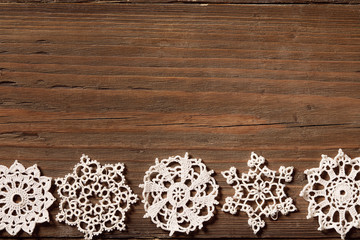 Snowflakes Wood Background, Wooden Christmas Lace Snow Flakes