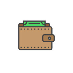 wallet, purse line icon, filled outline vector sign, linear colorful pictogram isolated on white. logo illustration