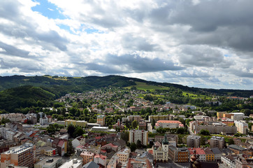 Fototapeta na wymiar scenic cityscape of Nachod city in Czech Republic photography