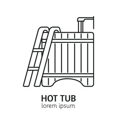 Modern Line Style Hot Tub Logotype Template.