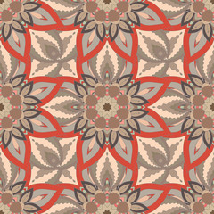 Ornate floral seamless texture, endless pattern with vintage mandala elements.
