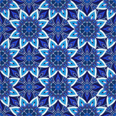 Ornate floral seamless texture, endless pattern with vintage mandala elements.