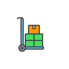 Naklejka premium Hand trolley line icon, filled outline vector sign, linear colorful pictogram isolated on white. logo illustration