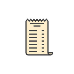 paper check receipt line icon, filled outline vector sign, linear colorful pictogram isolated on white. logo illustration