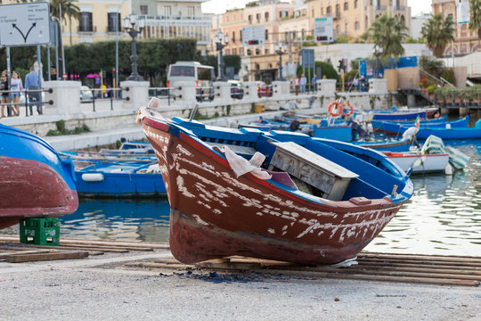 Fisherman boat in the port in Bari