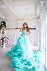 Fototapeta premium young beautiful girl in a long dress