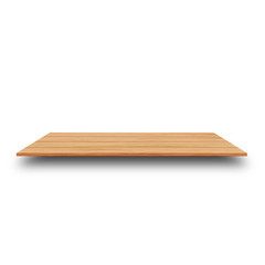 Empty top of wooden shelf or counter isolated on white backgroun