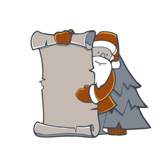 Vector Illustration of Santa pointng to the blank banner.