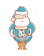Vector Illustration of Santa Claus with gifts in his hand