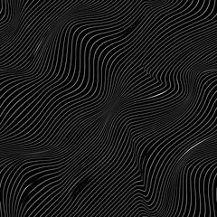 Fototapeta na wymiar Curved white lines on black background, abstract pattern
