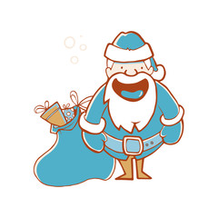 Vector Illustration of Santa Claus carrying sack full gifts