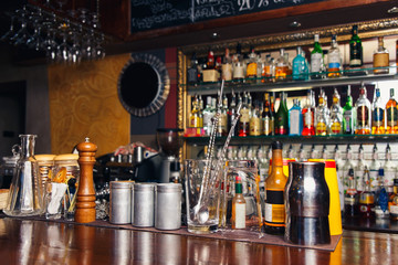 Bartender tools on bar