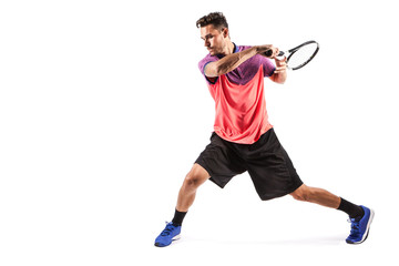 Young man  playing tennis