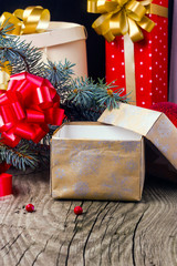 open box with a Christmas present