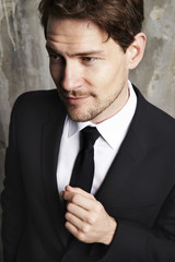 Close up on businessman in black