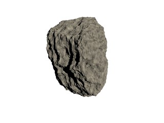 One meteorite isolated on white. Render.