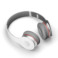 White with gray wireless headphones isolated on white 3d illustration render