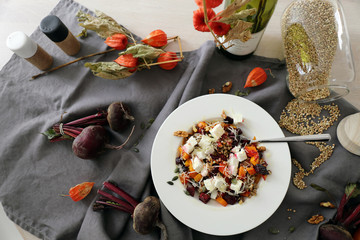 Autumn dinner / Buckwheat with roasted beetroot and pumpkin