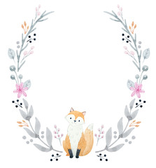 Hand drawn watercolor wreath