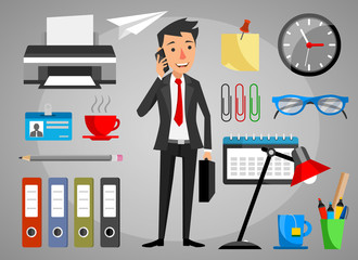 Fototapeta premium Businessman is talking on the phone