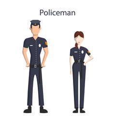 Isolated professional police officers. male and female police officers in uniform standing on white background.