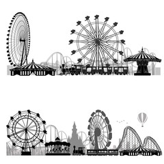 Vector illustration.Roller Coaster Silhouette .Carousel