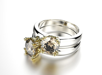 3D illustration of  Ring with Diamond. Jewelry background. Fashi