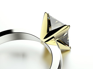 3D illustration of  Ring with Diamond. Jewelry background. Fashi