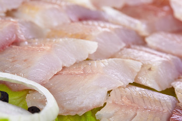 Fillet of a lightly salted grayling closeup