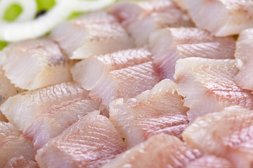 Fillet of a lightly salted grayling closeup
