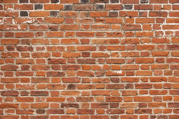 Old red brick wall background texture