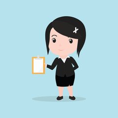 Business Woman concept by the paper reports