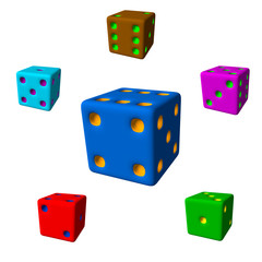 Dice set.3d Vector colorful illustration.