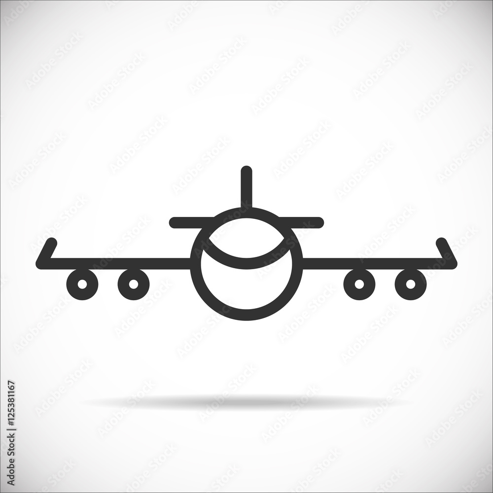 Wall mural airplane icon, plane front view , vector illustration