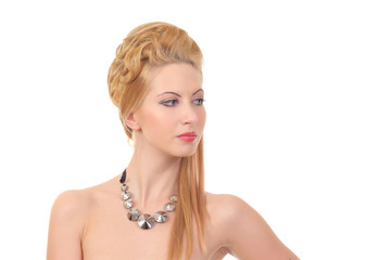 beautiful blond woman with styled hair