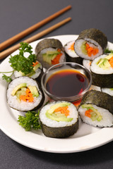 sushi and sauce