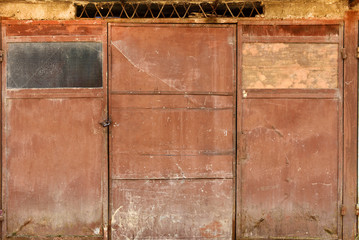 Grunge metallic brown garage door