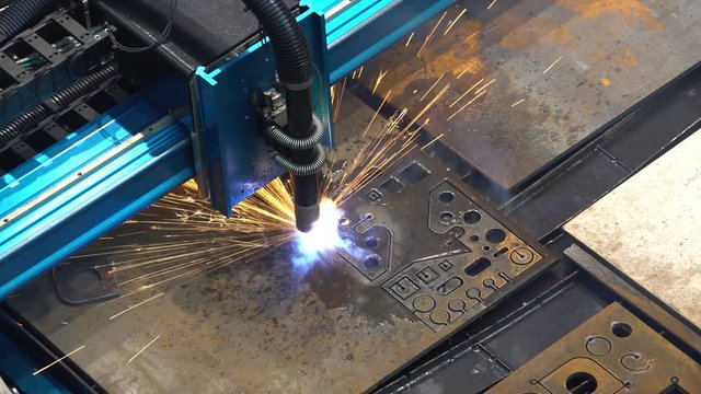 Laser cutting machine, metal processing view from the top