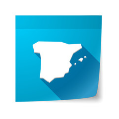 Isolated sticky note with  the map of  Spain