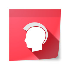 Isolated sticky note with  a male punk head silhouette